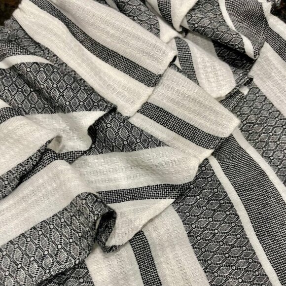 MISA LOS ANGELES TOP GRAY WHITE KLEA STRIPES RUFFLES ONE SHOULDER CHIC Sz S - Picture 9 of 10